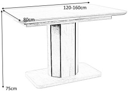 SIGNAL STÓŁ do jadalni HEXON SZARY EFEKT BETONU / GRAFIT 120(160)X80 -prostokątny rozkładany stół do salonu, płyta laminowana