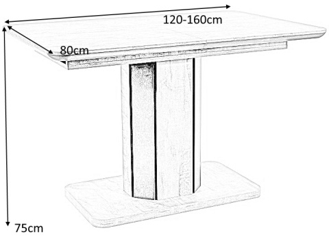 SIGNAL STÓŁ do jadalni HEXON SZARY EFEKT BETONU / GRAFIT 120(160)X80 -prostokątny rozkładany stół do salonu, płyta laminowana SIGNAL STÓŁ do jadalni HEXON SZARY EFEKT BETONU / GRAFIT 120(160)X80 -prostokątny rozkładany stół do salonu, płyta laminowana