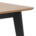 ACTONA Stół do jadalni Roxby prostokątny naturalny - blat okleina dębowa, nogi czarne drewno kauczukowe - stół prostokątny