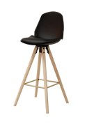 ACTONA Stołek barowy Oslo czarny wood - hoker tapicerowany - poduszka z ekoskóry - nogi drewniane ACTONA Stołek barowy Oslo czarny wood - hoker tapicerowany - poduszka z ekoskóry - nogi drewniane