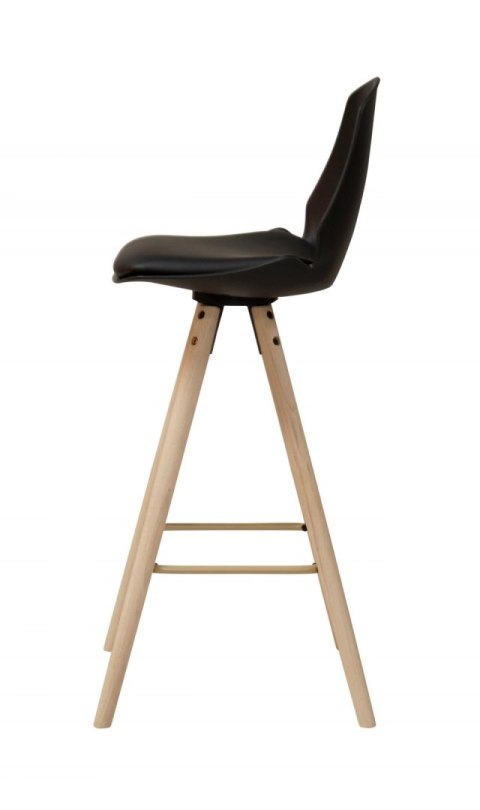 ACTONA Stołek barowy Oslo czarny wood - hoker tapicerowany - poduszka z ekoskóry - nogi drewniane ACTONA Stołek barowy Oslo czarny wood - hoker tapicerowany - poduszka z ekoskóry - nogi drewniane