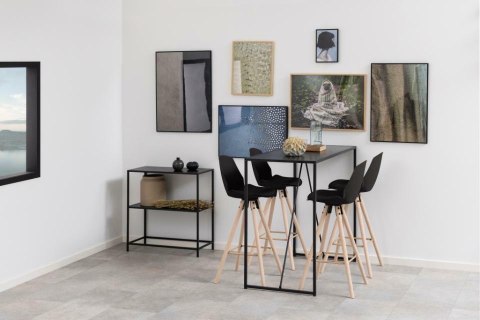 ACTONA Stołek barowy Oslo czarny wood - hoker tapicerowany - poduszka z ekoskóry - nogi drewniane ACTONA Stołek barowy Oslo czarny wood - hoker tapicerowany - poduszka z ekoskóry - nogi drewniane