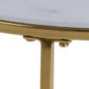 ACTONA Stolik okrągły Bolton śr.50 cm marmur/ złoty - szklany blat imitacja marmuru - złoty metalowy stelaż - stolik kawowy ACTONA Stolik okrągły Bolton śr.50 cm marmur/ złoty - szklany blat imitacja marmuru - złoty metalowy stelaż - stolik kawowy