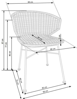 Halmar K407 krzesło naturalny / czarny materiał: rattan syntetyczny / stal malowana