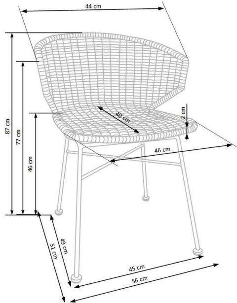 Halmar K407 krzesło naturalny / czarny materiał: rattan syntetyczny / stal malowana Halmar K407 krzesło naturalny / czarny materiał: rattan syntetyczny / stal malowana