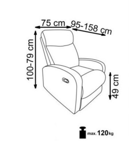 Halmar OSLO 1S zestaw wypoczynkowy, fotel 1S rozkładany beżowy tkanina