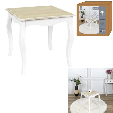 Intesi Stolik nocny Victoria - elegancki kwadratowy stolik kawowy - Blat MDF dębowy, białe nogi Intesi Stolik nocny Victoria - elegancki kwadratowy stolik kawowy - Blat MDF dębowy, białe nogi
