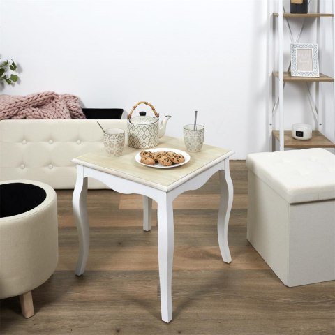 Intesi Stolik nocny Victoria - elegancki kwadratowy stolik kawowy - Blat MDF dębowy, białe nogi Intesi Stolik nocny Victoria - elegancki kwadratowy stolik kawowy - Blat MDF dębowy, białe nogi