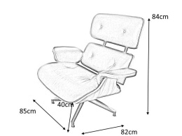 King Home Fotel gabinetowy LOUNGE HM PREMIUM SZEROKI czarny włoska skóra, orzech gięte drewno stal lakierowana - obrotowy