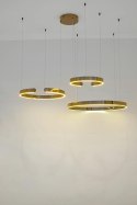 King Home Lampa wisząca sufitowa LED VISTA TRIPLE złoty stal polerowana w kształcie niepełnych okręgów osłona z akrylu