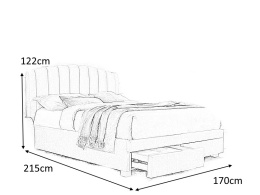 SIGNAL ŁÓŻKO DWUOSOBOWE EMOTION VELVET 160X200 SZARY/DĄB TAP. 142 2 SZUFLADY ZAGŁÓWEK PIKOWANY STELAŻ