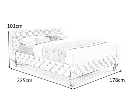 SIGNAL ŁÓŻKO PIKOWANE PODWÓJNE HERRERA TAPICERKA VELVET 160X200 SZARY / WENGE TAP. BLUVEL 14 ZAGŁÓWEK STELAŻ