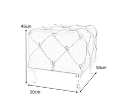 SIGNAL PUFA HESTIA K TKANINA VELVET SZARY BLUVEL 14/ NÓŻKI SREBRNY METAL PIKOWANA Z KRYSZTAŁKAMI 50x50 KWADRATOWA