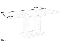 SIGNAL STÓŁ DO JADALNI TWINS PŁYTA LAMINOWANA DĄB WOTAN / BRĄZ 140(180)X80