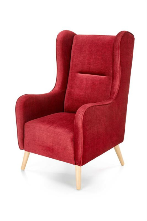 Halmar CHESTER 2 fotel wypoczynkowy bordowy (tkanina Vogue) - tapicerowany - nogi drewno lite - wysokie oparcie - fotel uszak Halmar CHESTER 2 fotel wypoczynkowy bordowy (tkanina Vogue) - tapicerowany - nogi drewno lite - wysokie oparcie - fotel uszak