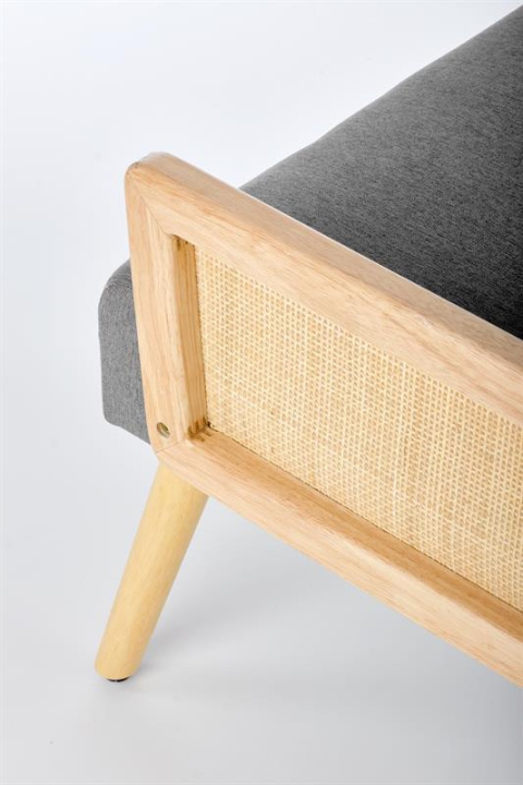 Halmar CORFU fotel wypoczynkowy popielaty tkanina / rattan syntetyczny / drewno lite Halmar CORFU fotel wypoczynkowy popielaty tkanina / rattan syntetyczny / drewno lite