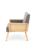 Halmar CORFU fotel wypoczynkowy popielaty tkanina / rattan syntetyczny / drewno lite Halmar CORFU fotel wypoczynkowy popielaty tkanina / rattan syntetyczny / drewno lite