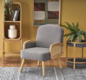 Halmar GRECOS fotel wypoczynkowy popielaty tkanina / rattan syntetyczny / drewno lite Halmar GRECOS fotel wypoczynkowy popielaty tkanina / rattan syntetyczny / drewno lite