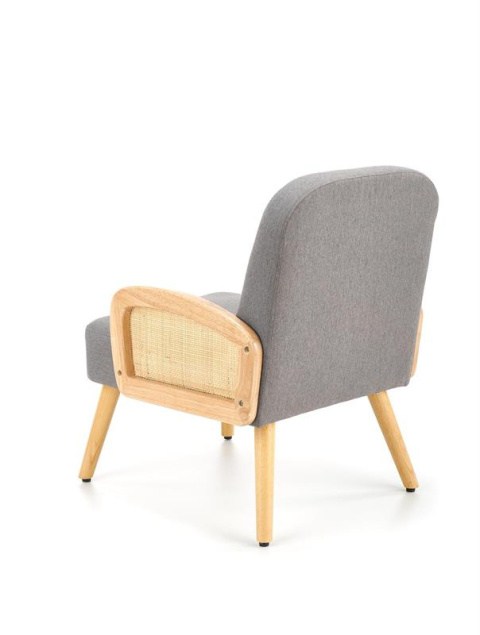 Halmar GRECOS fotel wypoczynkowy popielaty tkanina / rattan syntetyczny / drewno lite Halmar GRECOS fotel wypoczynkowy popielaty tkanina / rattan syntetyczny / drewno lite