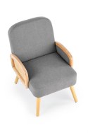 Halmar GRECOS fotel wypoczynkowy popielaty tkanina / rattan syntetyczny / drewno lite Halmar GRECOS fotel wypoczynkowy popielaty tkanina / rattan syntetyczny / drewno lite