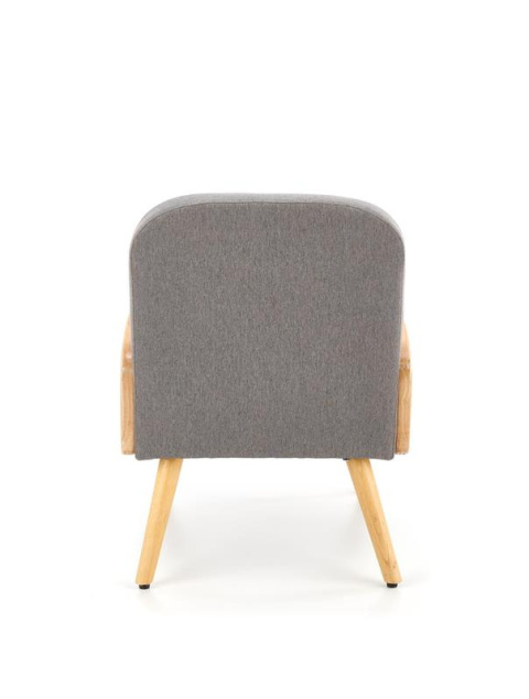 Halmar GRECOS fotel wypoczynkowy popielaty tkanina / rattan syntetyczny / drewno lite Halmar GRECOS fotel wypoczynkowy popielaty tkanina / rattan syntetyczny / drewno lite