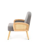 Halmar GRECOS fotel wypoczynkowy popielaty tkanina / rattan syntetyczny / drewno lite Halmar GRECOS fotel wypoczynkowy popielaty tkanina / rattan syntetyczny / drewno lite