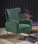 Halmar VARIO fotel wypoczynkowy ciemny zielony tkanina velvet / stal chromowana Halmar VARIO fotel wypoczynkowy ciemny zielony tkanina velvet / stal chromowana