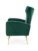 Halmar VARIO fotel wypoczynkowy ciemny zielony tkanina velvet / stal chromowana