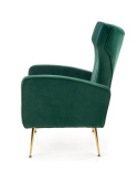 Halmar VARIO fotel wypoczynkowy ciemny zielony tkanina velvet / stal chromowana Halmar VARIO fotel wypoczynkowy ciemny zielony tkanina velvet / stal chromowana
