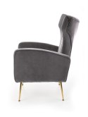 Halmar VARIO fotel wypoczynkowy popielaty tkanina velvet / stal chromowana Halmar VARIO fotel wypoczynkowy popielaty tkanina velvet / stal chromowana