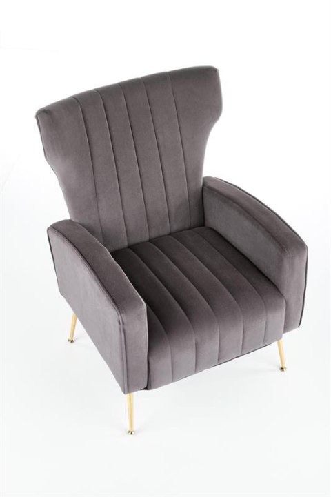 Halmar VARIO fotel wypoczynkowy popielaty tkanina velvet / stal chromowana Halmar VARIO fotel wypoczynkowy popielaty tkanina velvet / stal chromowana