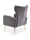 Halmar VARIO fotel wypoczynkowy popielaty tkanina velvet / stal chromowana Halmar VARIO fotel wypoczynkowy popielaty tkanina velvet / stal chromowana