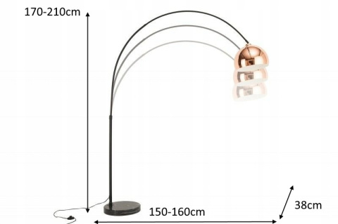 Invicta Interior INVICTA lampa podłogowa BIG BOW różowe złoto 170-210 cm stal chromowana podstawa marmurowa E27 Invicta Interior INVICTA lampa podłogowa BIG BOW różowe złoto 170-210 cm stal chromowana podstawa marmurowa E27