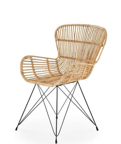 Halmar K335 krzesło do jadalni rattan naturalny - oparcie i siedzisko rattanowe, nogi metalowe czarne malowane proszkowo Halmar K335 krzesło do jadalni rattan naturalny - oparcie i siedzisko rattanowe, nogi metalowe czarne malowane proszkowo