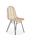 Halmar K337 krzesło do jadalni rattan naturalny - oparcie i siedzisko ratannowe, nogi metalowe malowane proszkowo