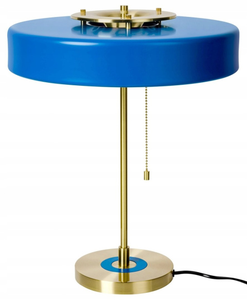 King Home Lampa biurkowa stołowa nocna ARTE niebieska - aluminium podstawa złota szkło mleczne włącznik łańcuszkowy 3xE14 King Home Lampa biurkowa stołowa nocna ARTE niebieska - aluminium podstawa złota szkło mleczne włącznik łańcuszkowy 3xE14