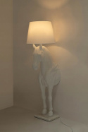 King Home Lampa podłogowa KOŃ HORSE STAND S biała - włókno szklane podstawa marmur ruchomy klosz E27