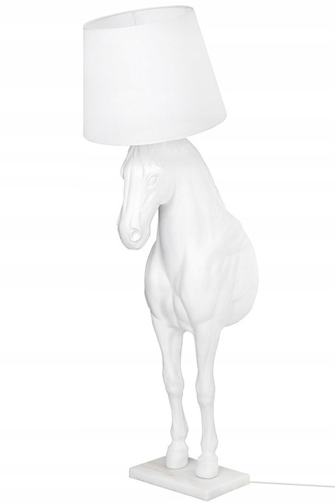 King Home Lampa podłogowa KOŃ HORSE STAND S biała - włókno szklane podstawa marmur ruchomy klosz E27 King Home Lampa podłogowa KOŃ HORSE STAND S biała - włókno szklane podstawa marmur ruchomy klosz E27
