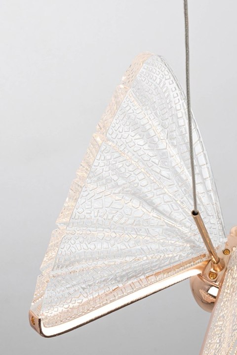 King Home Lampa wisząca LED BUTTERFLY DISC 5 różowe złoto metal transparentny akryl King Home Lampa wisząca LED BUTTERFLY DISC 5 różowe złoto metal transparentny akryl