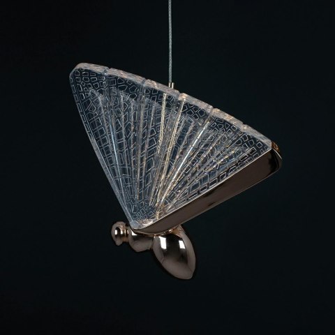 King Home Lampa wisząca LED BUTTERFLY DISC 5 różowe złoto metal transparentny akryl King Home Lampa wisząca LED BUTTERFLY DISC 5 różowe złoto metal transparentny akryl