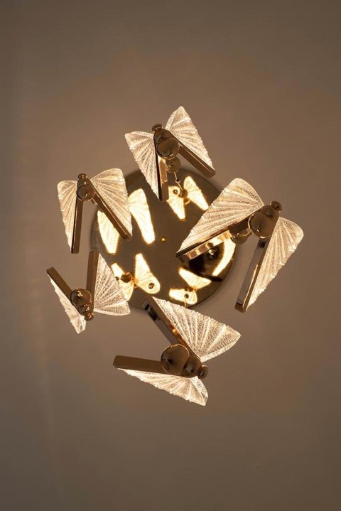King Home Lampa wisząca LED BUTTERFLY DISC 5 różowe złoto metal transparentny akryl King Home Lampa wisząca LED BUTTERFLY DISC 5 różowe złoto metal transparentny akryl