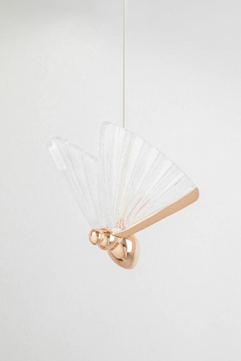 King Home Lampa wisząca LED BUTTERFLY L różowe złoto metal transparentny akryl King Home Lampa wisząca LED BUTTERFLY L różowe złoto metal transparentny akryl
