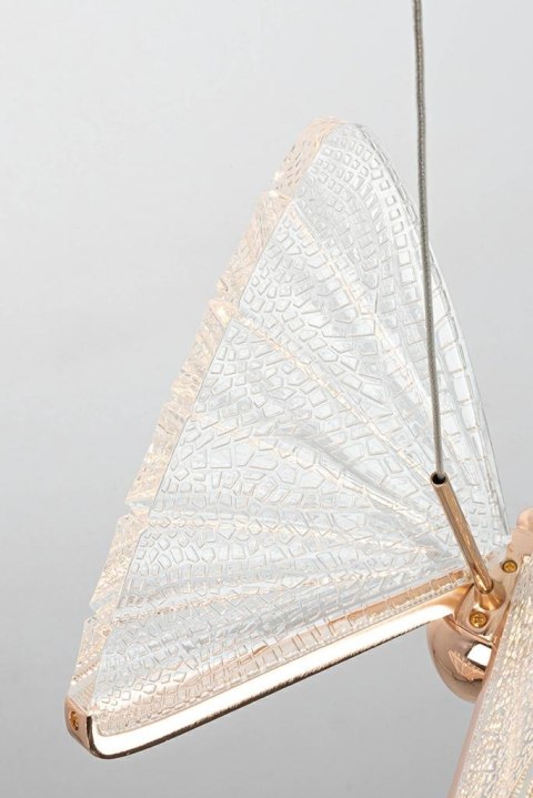 King Home Lampa wisząca LED BUTTERFLY L różowe złoto metal transparentny akryl King Home Lampa wisząca LED BUTTERFLY L różowe złoto metal transparentny akryl