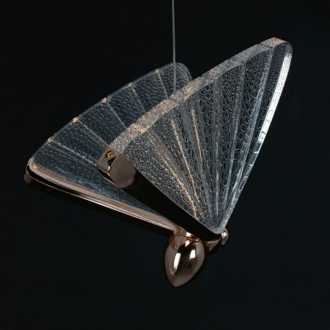 King Home Lampa wisząca LED BUTTERFLY S metal różowe złoto akryl transparentny King Home Lampa wisząca LED BUTTERFLY S metal różowe złoto akryl transparentny