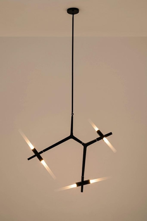 LAMPA WISZĄCA sufitowa CANDELABR 6 CZARNA - aluminium, klosze SZKŁO SATYNOWE 6xG9 King Home LAMPA WISZĄCA sufitowa CANDELABR 6 CZARNA - aluminium, klosze SZKŁO SATYNOWE 6xG9 King Home