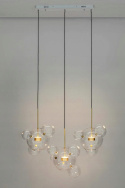 King Home Lampa wisząca CAPRI LINE 3 złota - LED anodowane aluminium kuliste klosze szkło bezbarwny przypomina bańki mydlane