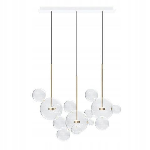 King Home Lampa wisząca CAPRI LINE 3 złota - LED anodowane aluminium kuliste klosze szkło bezbarwny przypomina bańki mydlane King Home Lampa wisząca CAPRI LINE 3 złota - LED anodowane aluminium kuliste klosze szkło bezbarwny przypomina bańki mydlane