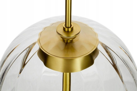 King Home Lampa wisząca CHAPLIN 300 mosiądz - LED okrągły klosz szkło bezbarwny zawieszony na czarnym przewodzie King Home Lampa wisząca CHAPLIN 300 mosiądz - LED okrągły klosz szkło bezbarwny zawieszony na czarnym przewodzie