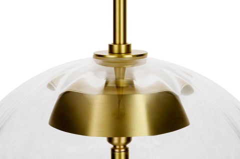 King Home Lampa wisząca CHAPLIN 300 mosiądz - LED okrągły klosz szkło bezbarwny zawieszony na czarnym przewodzie King Home Lampa wisząca CHAPLIN 300 mosiądz - LED okrągły klosz szkło bezbarwny zawieszony na czarnym przewodzie