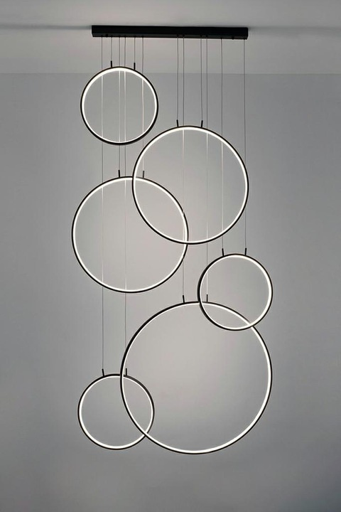 King Home Lampa LED wisząca sufitowa CIRCULO SIX czarna aluminium metal King Home Lampa LED wisząca sufitowa CIRCULO SIX czarna aluminium metal
